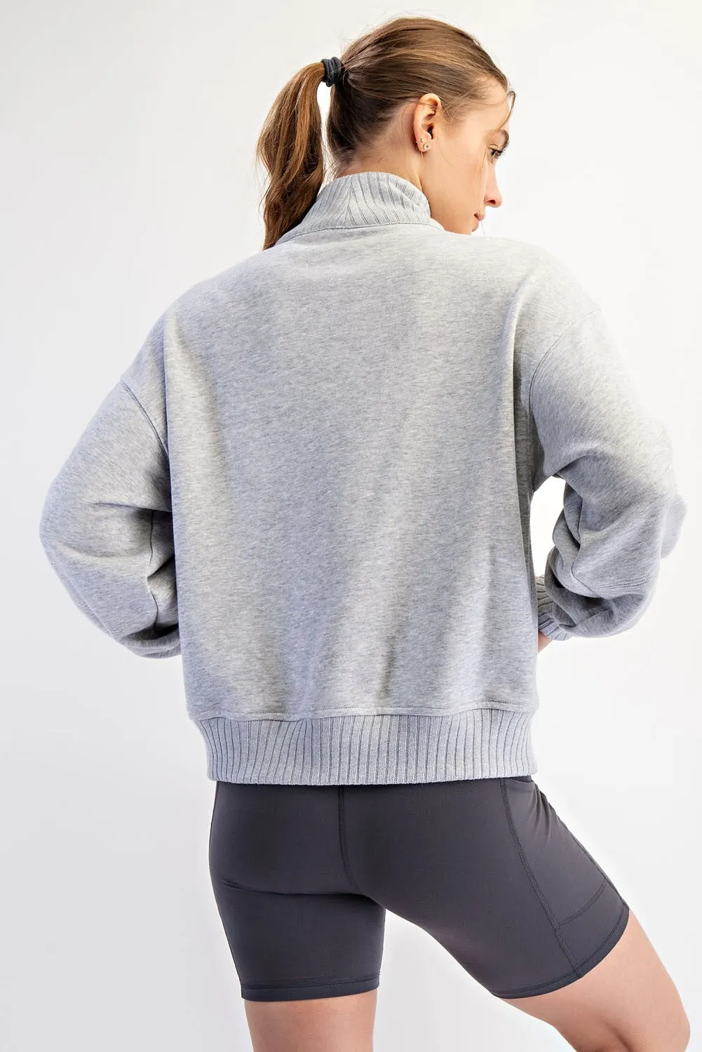Heather Grey French Terry Quarter Zip Pullover sold by Pinkblush product image thumbnail 4