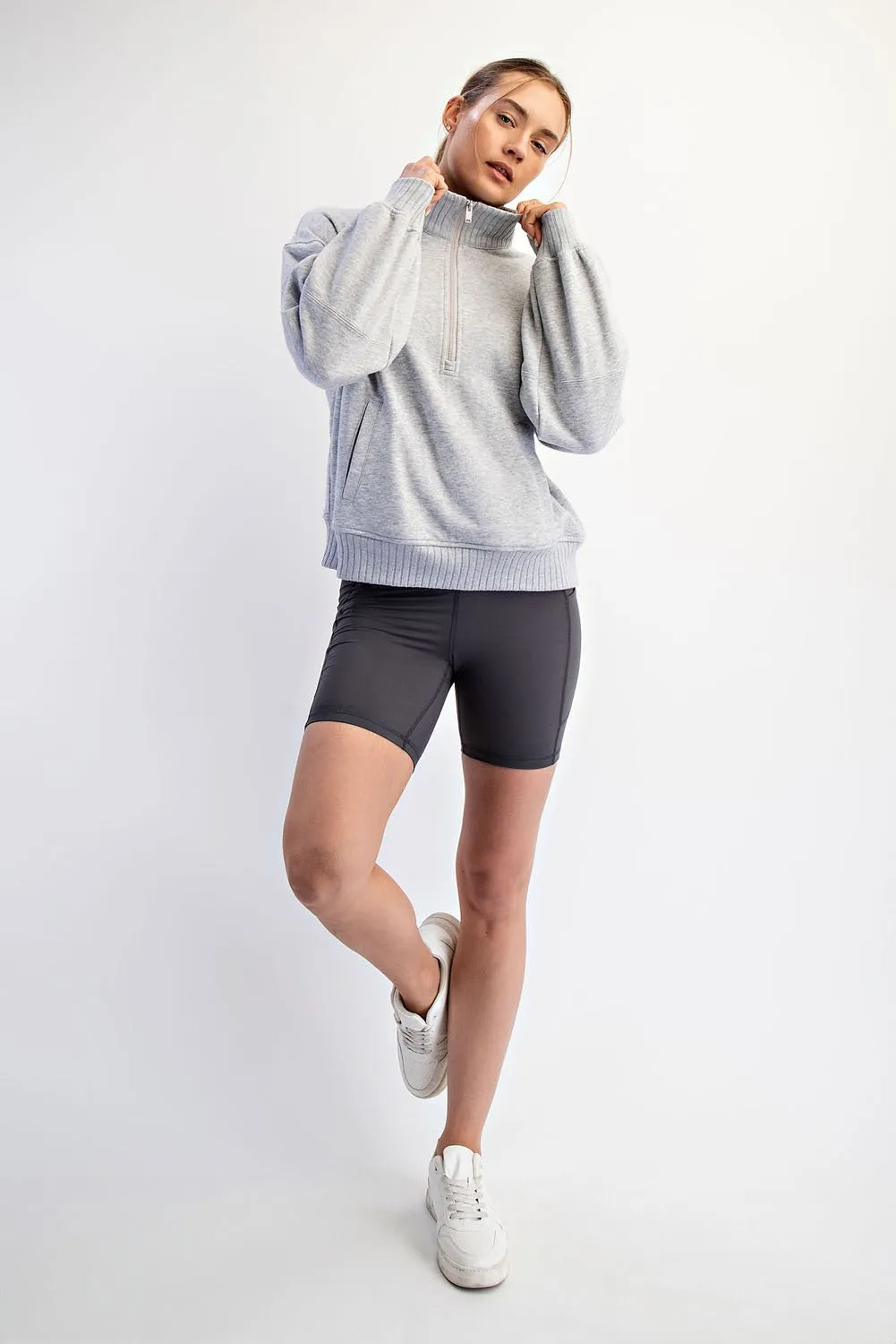 Heather Grey French Terry Quarter Zip Pullover sold by Pinkblush product image thumbnail 5