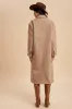 Beige Felted Double Breasted Lapel Duster Coat sold by Pinkblush