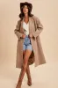 Beige Felted Double Breasted Lapel Duster Coat sold by Pinkblush