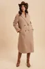 Beige Felted Double Breasted Lapel Duster Coat sold by Pinkblush