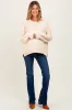 Cream Drop Shoulder Relaxed Fit Maternity Sweater sold by Pinkblush