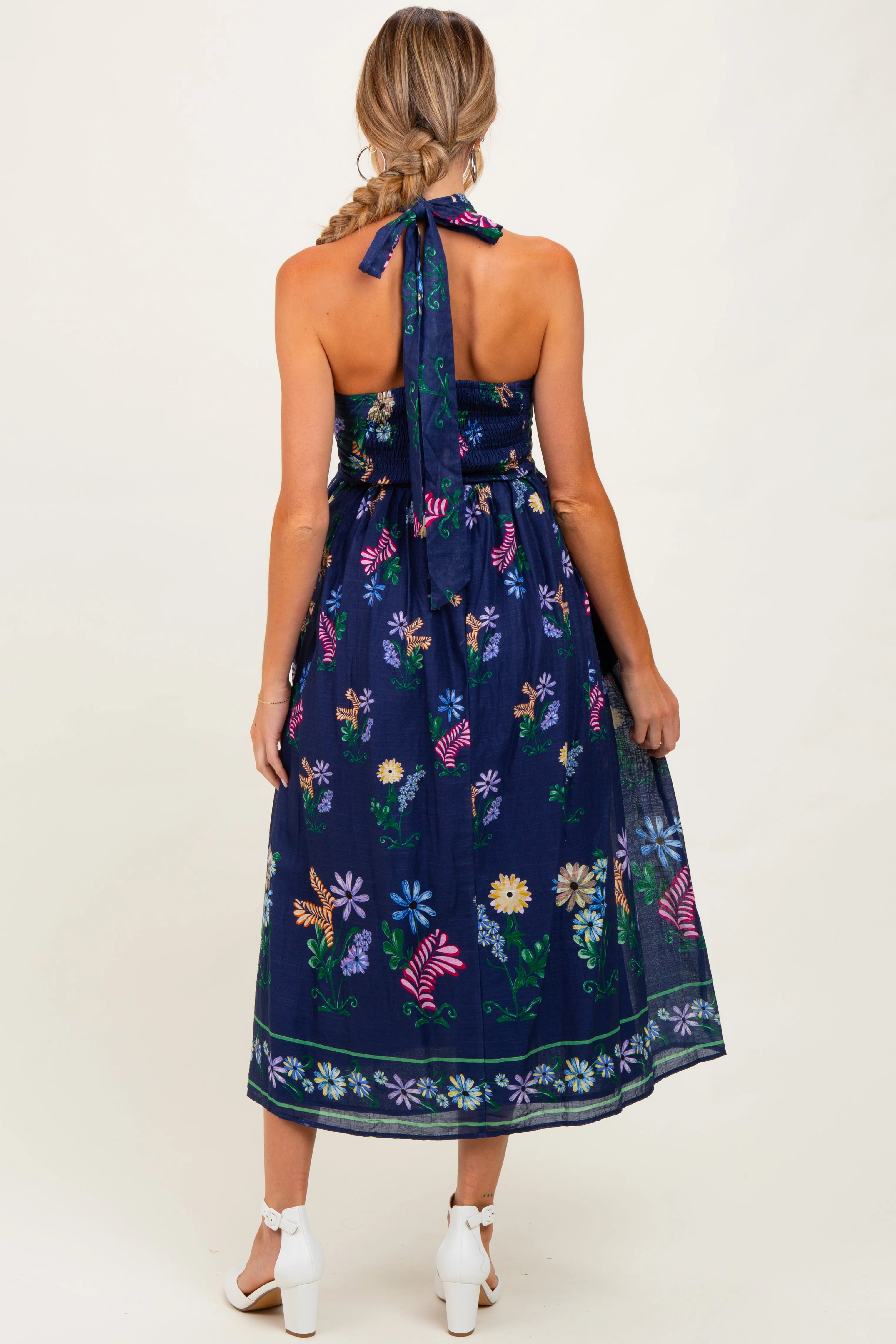 Navy Multi Floral Maternity Maxi Dress sold by Pinkblush product image thumbnail 4