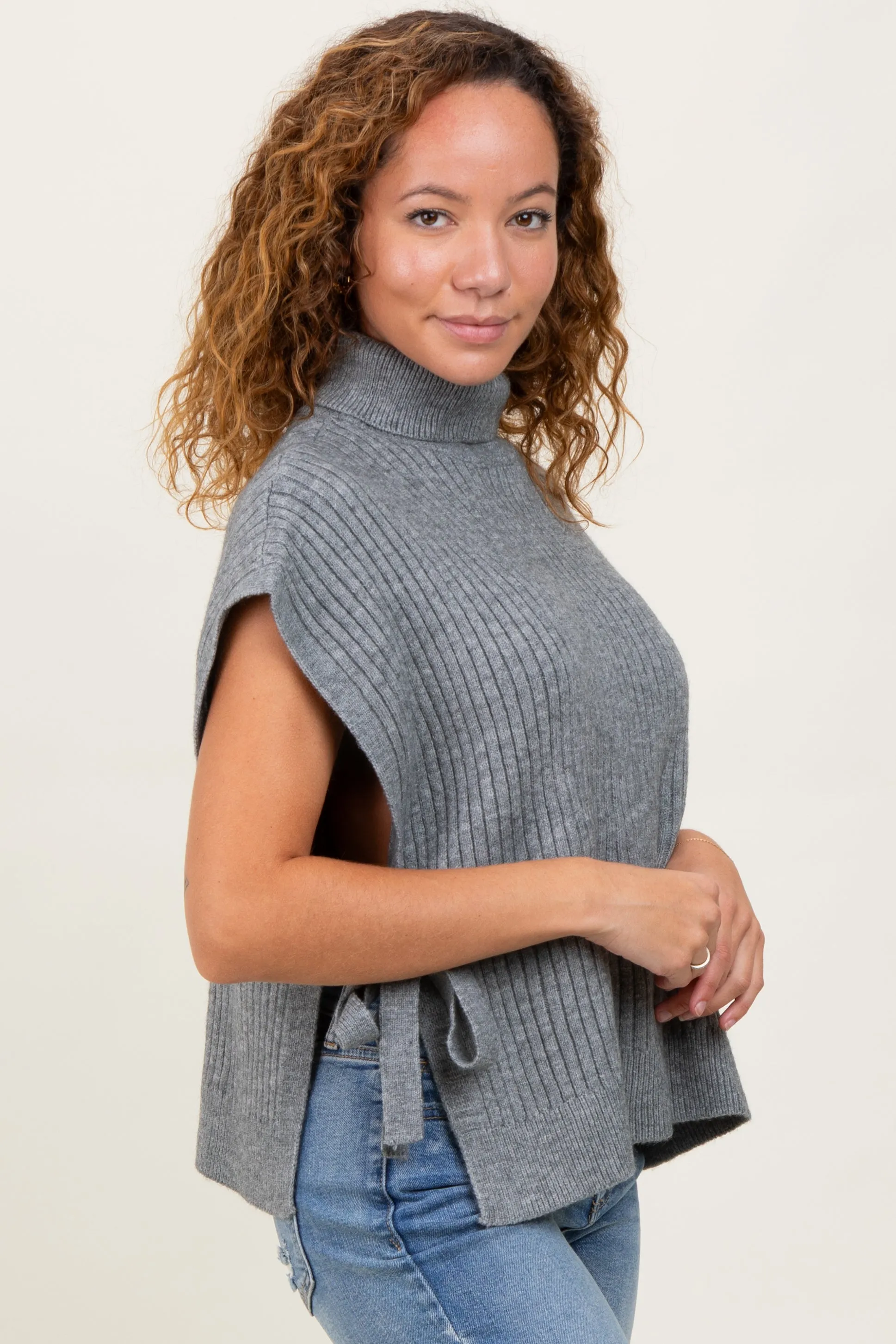 Heather Grey Turtleneck Sweater Vest sold by Pinkblush product image thumbnail 2