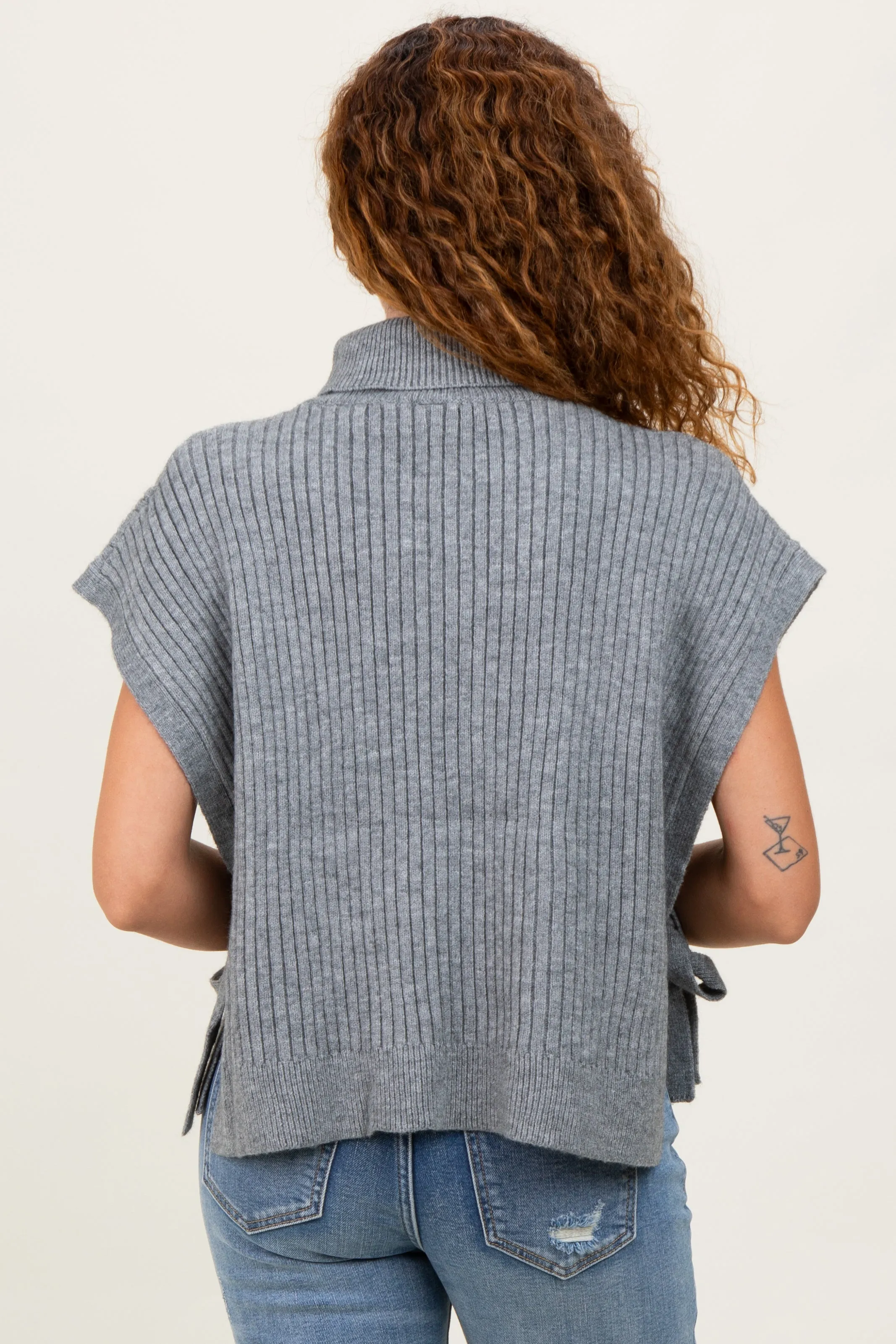Heather Grey Turtleneck Sweater Vest sold by Pinkblush product image thumbnail 3