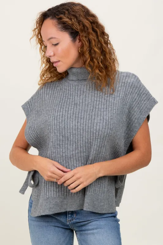 Heather Grey Turtleneck Sweater Vest sold by Pinkblush