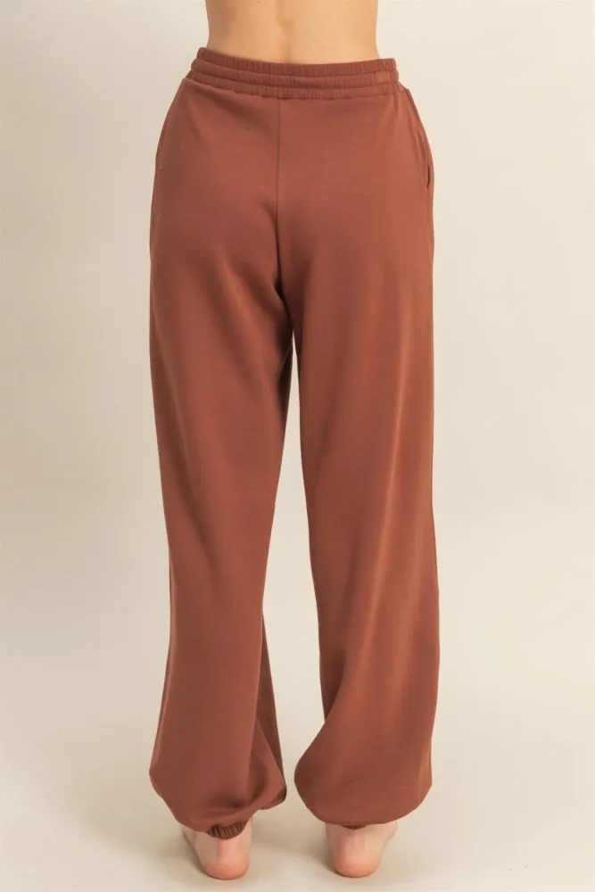 Camel Scuba Drawstring Waist Relaxed Jogger Sweatpants sold by Pinkblush product image thumbnail 4