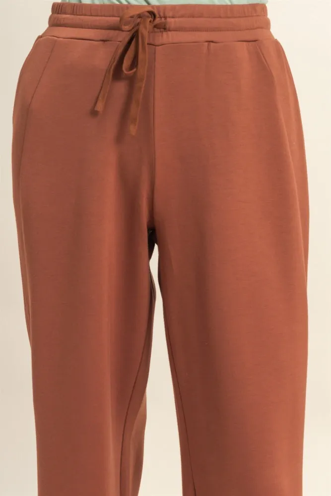 Camel Scuba Drawstring Waist Relaxed Jogger Sweatpants sold by Pinkblush product image thumbnail 5