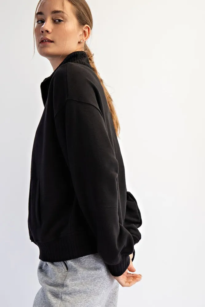 Black French Terry Quarter Zip Pullover sold by Pinkblush product image thumbnail 3