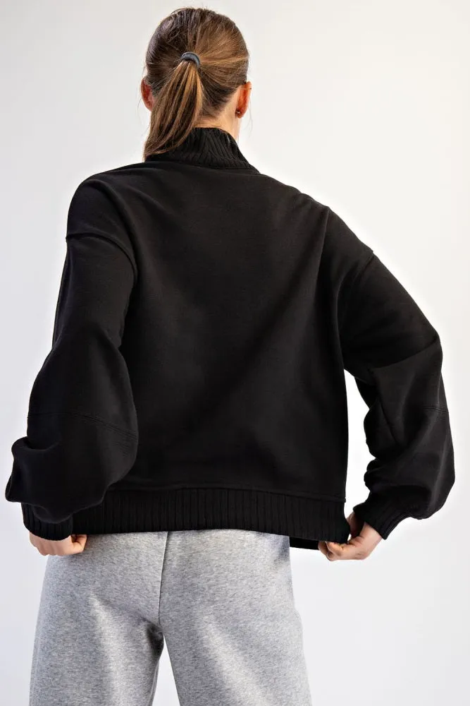 Black French Terry Quarter Zip Pullover sold by Pinkblush product image thumbnail 4