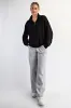 Black French Terry Quarter Zip Pullover sold by Pinkblush