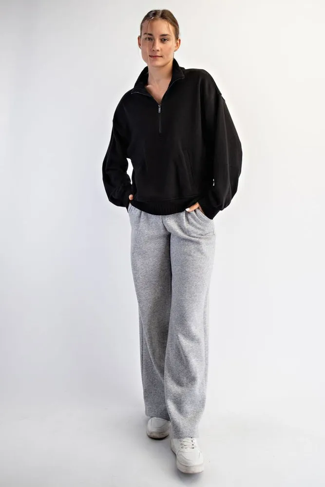 Black French Terry Quarter Zip Pullover sold by Pinkblush product image thumbnail 5