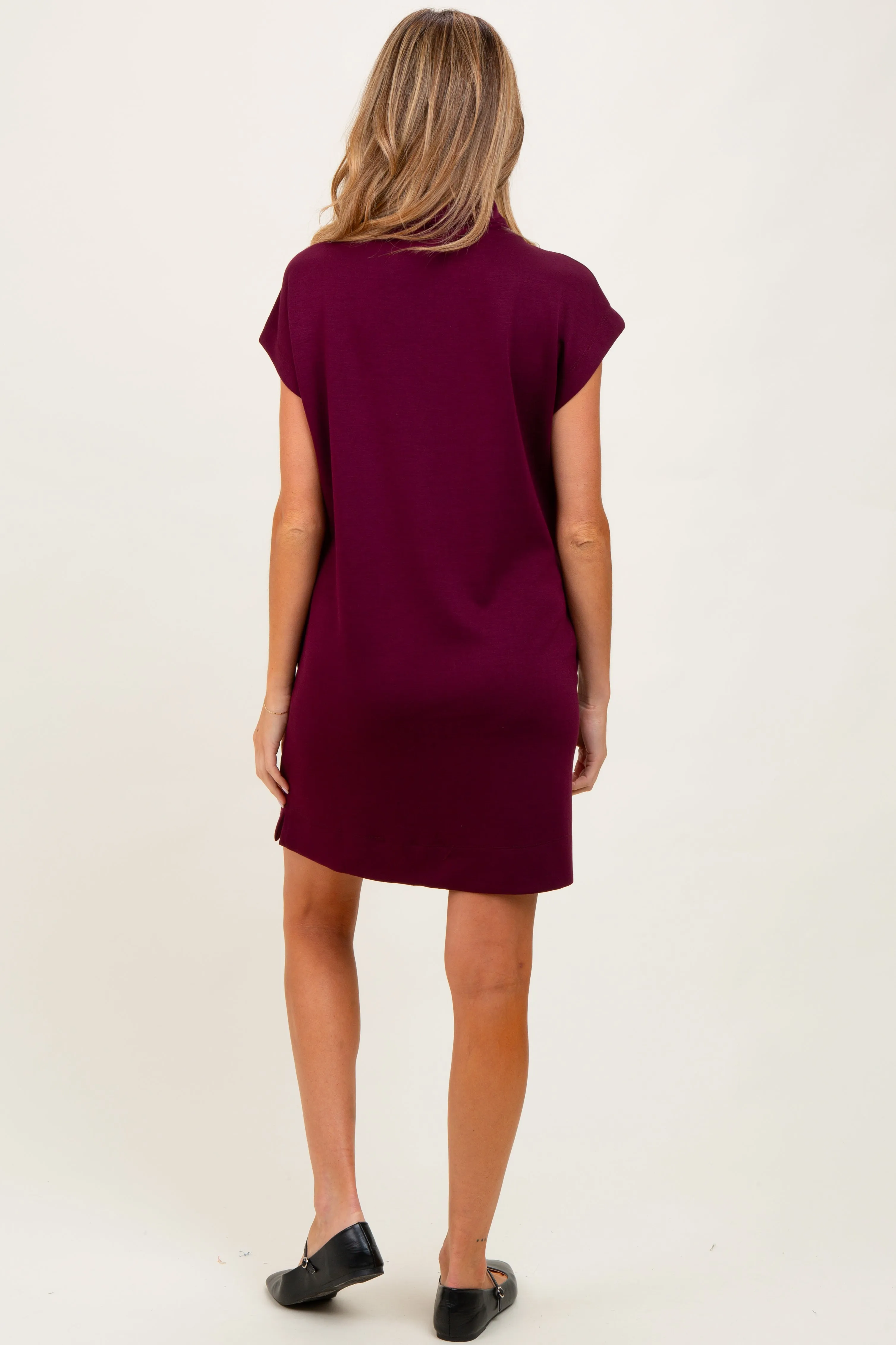 Plum Mock Neck Maternity Mini Dress sold by Pinkblush product image thumbnail 3