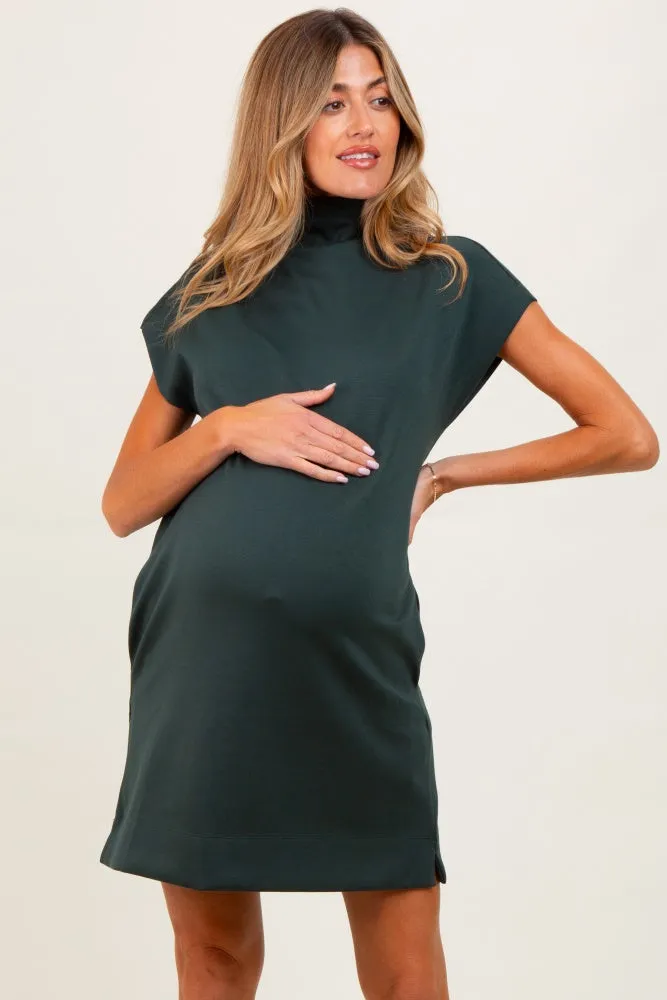 Forest Green Mock Neck Maternity Mini Dress sold by Pinkblush product image thumbnail 2