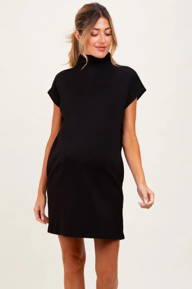 Black Mock Neck Maternity Mini Dress sold by Pinkblush product image thumbnail 2