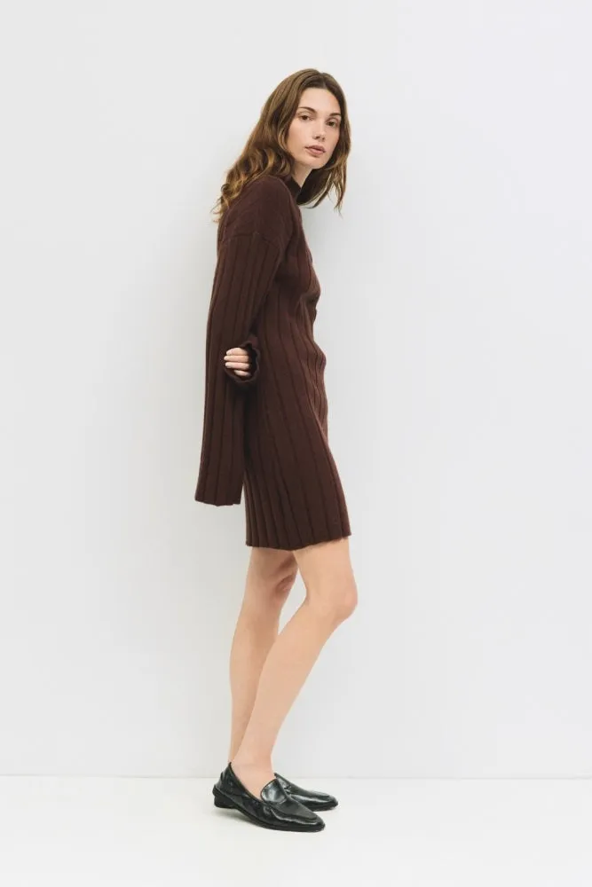 Brown Wide Rib Mock Neck Sweater Mini Dress sold by Pinkblush product image thumbnail 2