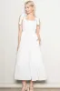 Ivory Floral Lace Trim Shoulder Tie Maxi Dress sold by Pinkblush