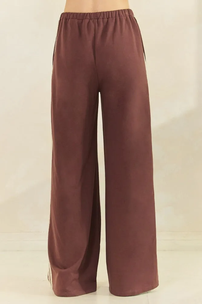 Brown Lace Stripe Drawstring Lounge Pants sold by Pinkblush product image thumbnail 5
