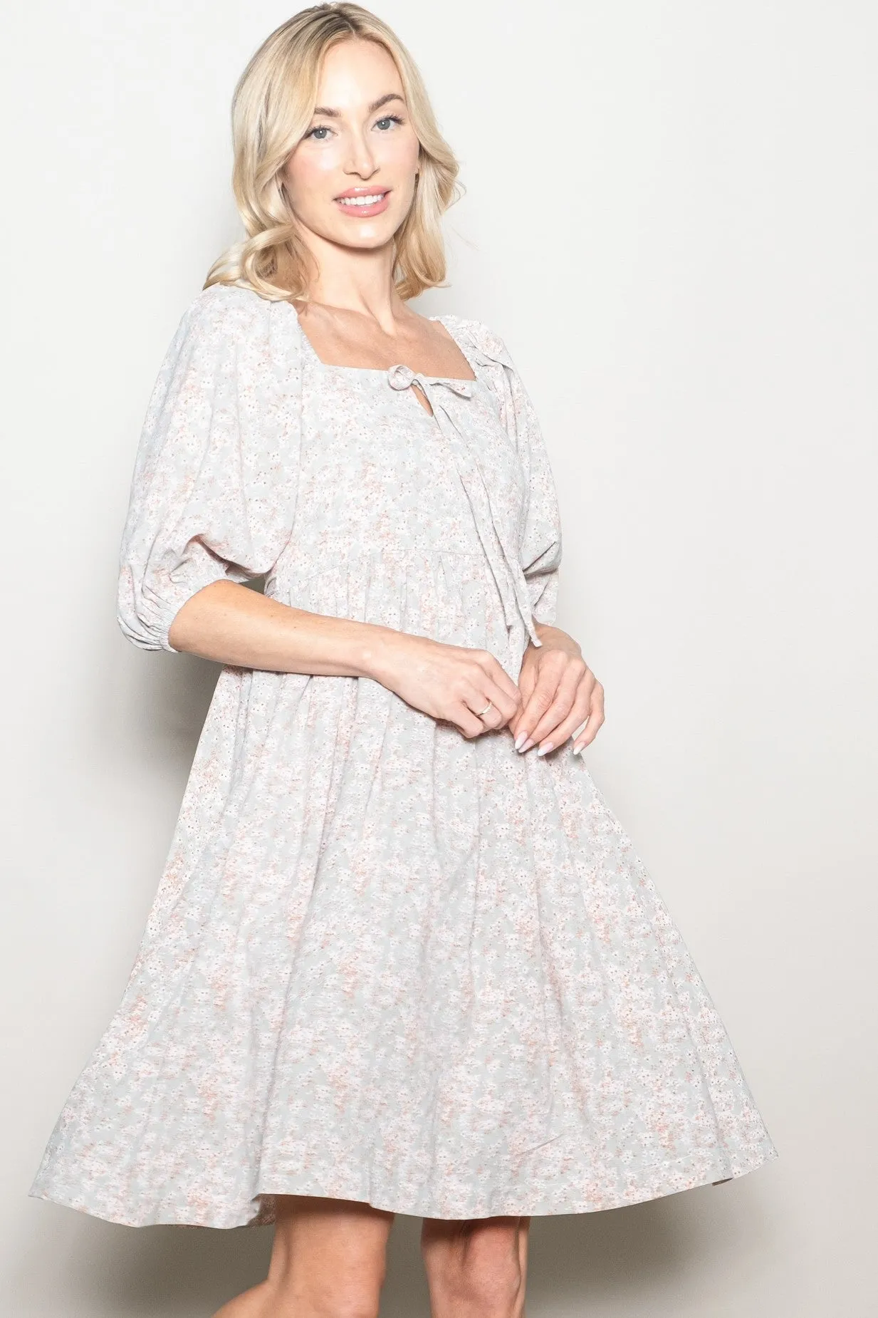 Light Olive Floral Front Tie Dress sold by Pinkblush product image thumbnail 4