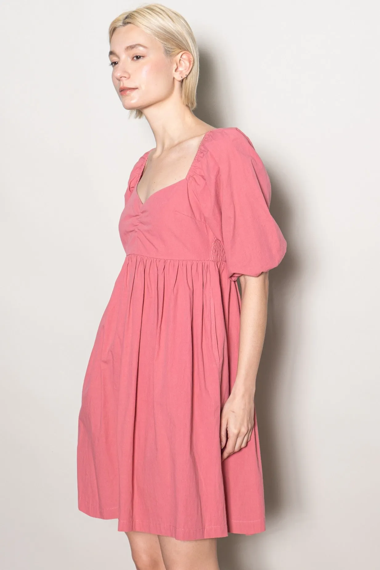 Mauve Sweetheart Neckline Puff Sleeve Dress sold by Pinkblush product image thumbnail 3