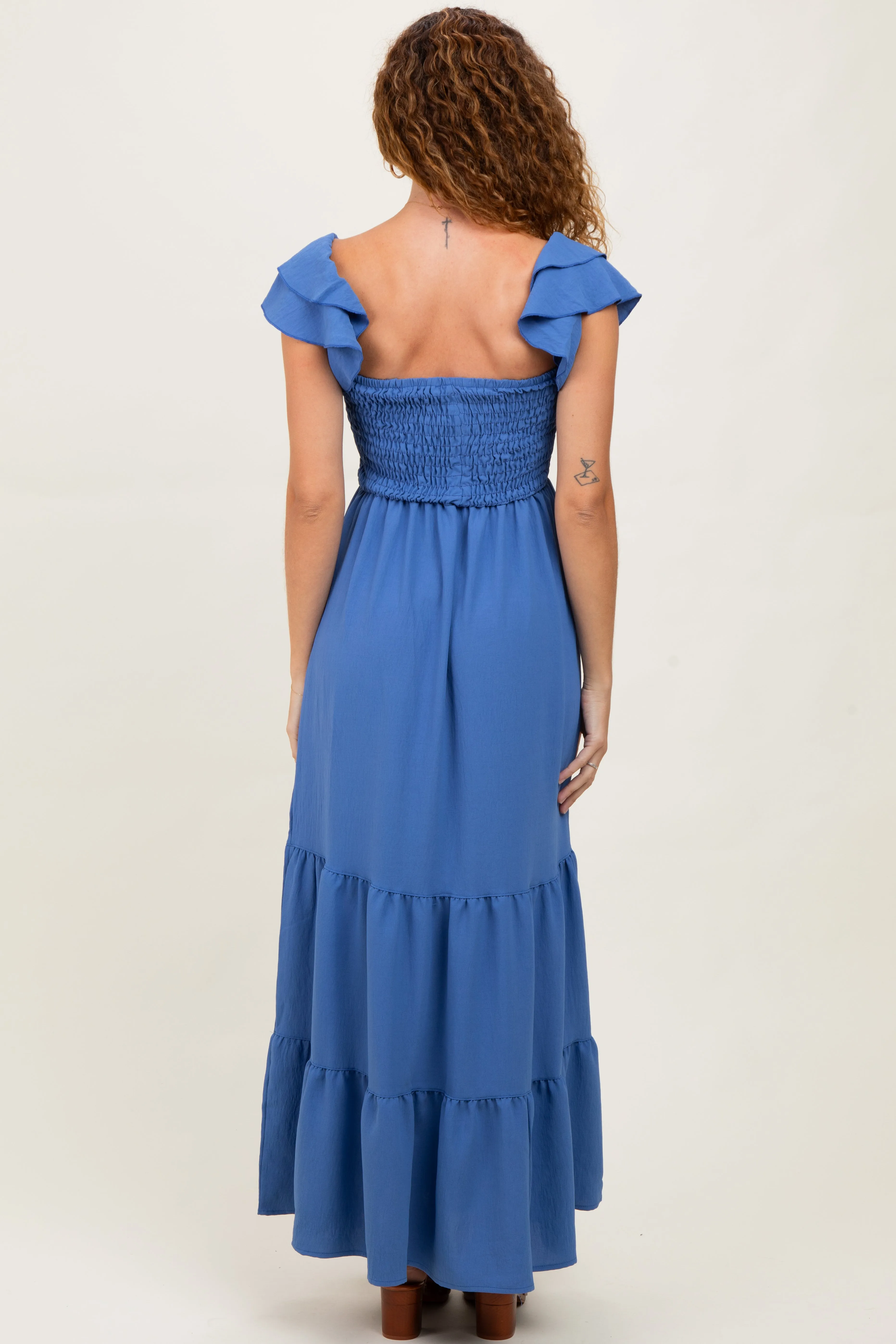 Blue Ruffle Tiered Maxi Dress sold by Pinkblush product image thumbnail 4