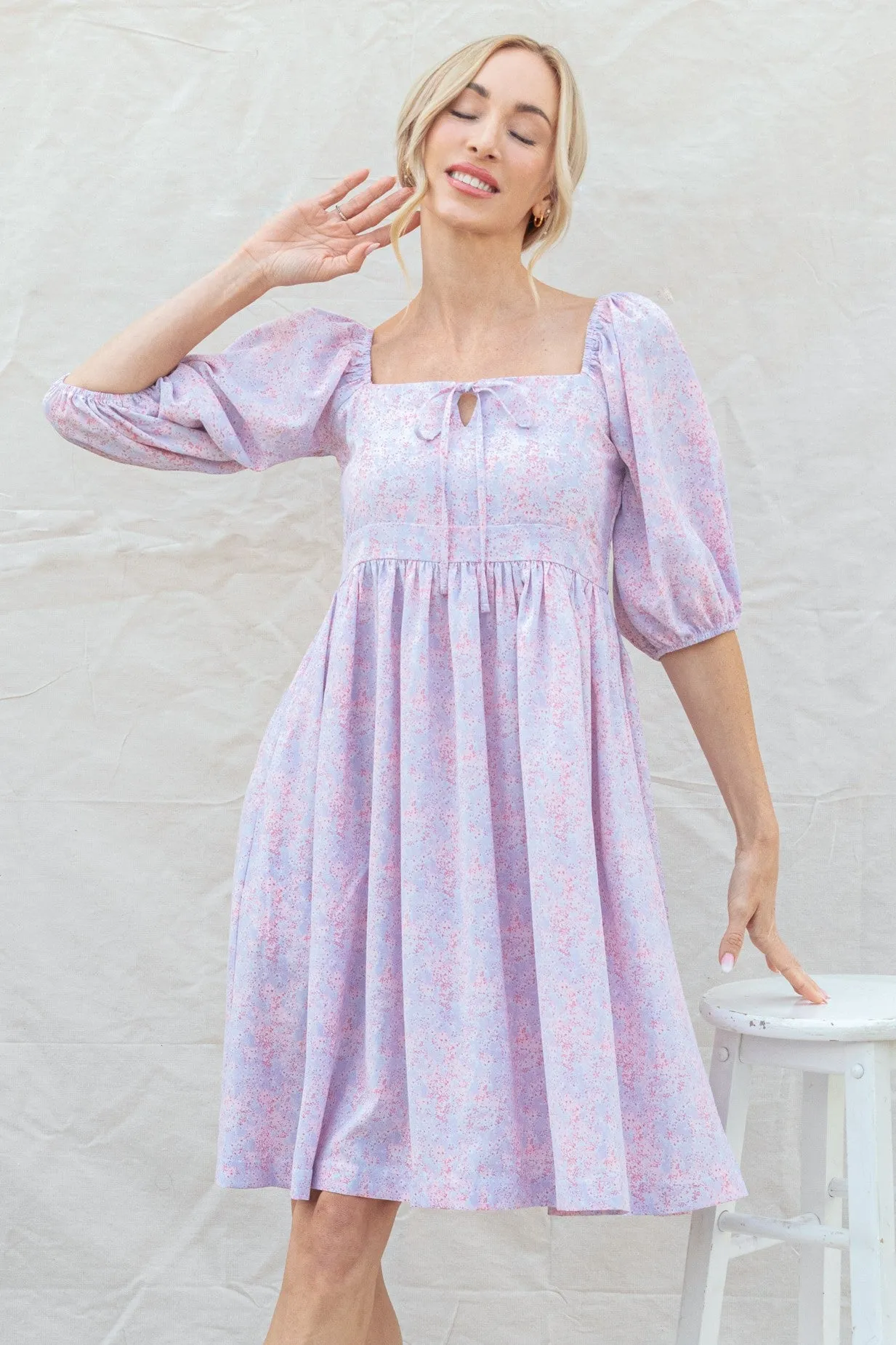 Lavender Floral Front Tie Dress sold by Pinkblush product image thumbnail 2