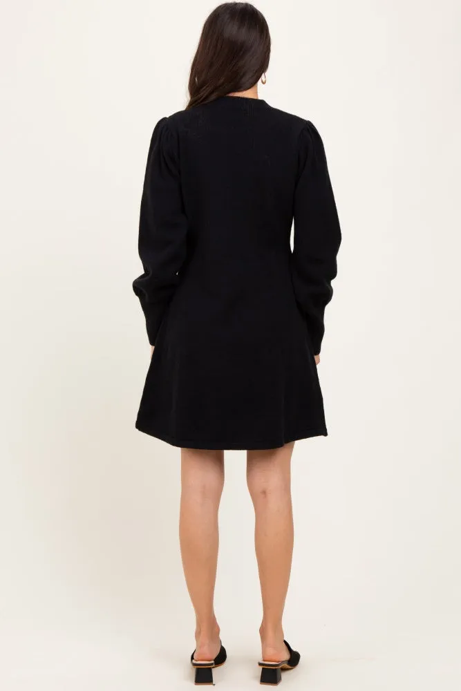 Black Knit Bubble Sleeve Mini Dress sold by Pinkblush product image thumbnail 3