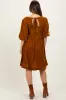 Camel Velvet Sweetheart Button Accent Maternity Dress sold by Pinkblush