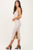 Beige Cutout Fitted Midi Dress sold by Pinkblush