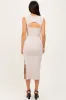 Beige Cutout Fitted Midi Dress sold by Pinkblush