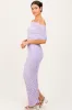 Lavender Ruched Mesh Foldover Off Shoulder Maxi Dress sold by Pinkblush