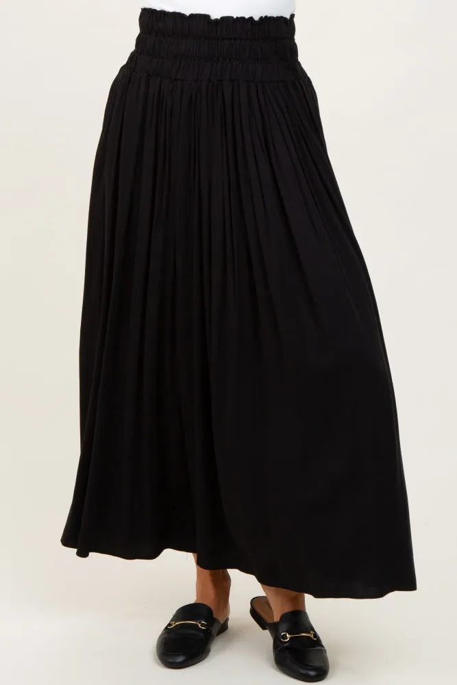 Black Smocked Waistband Pleated Maxi Skirt sold by Pinkblush product image thumbnail 3
