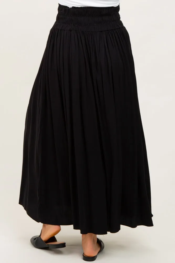 Black Smocked Waistband Pleated Maxi Skirt sold by Pinkblush product image thumbnail 5