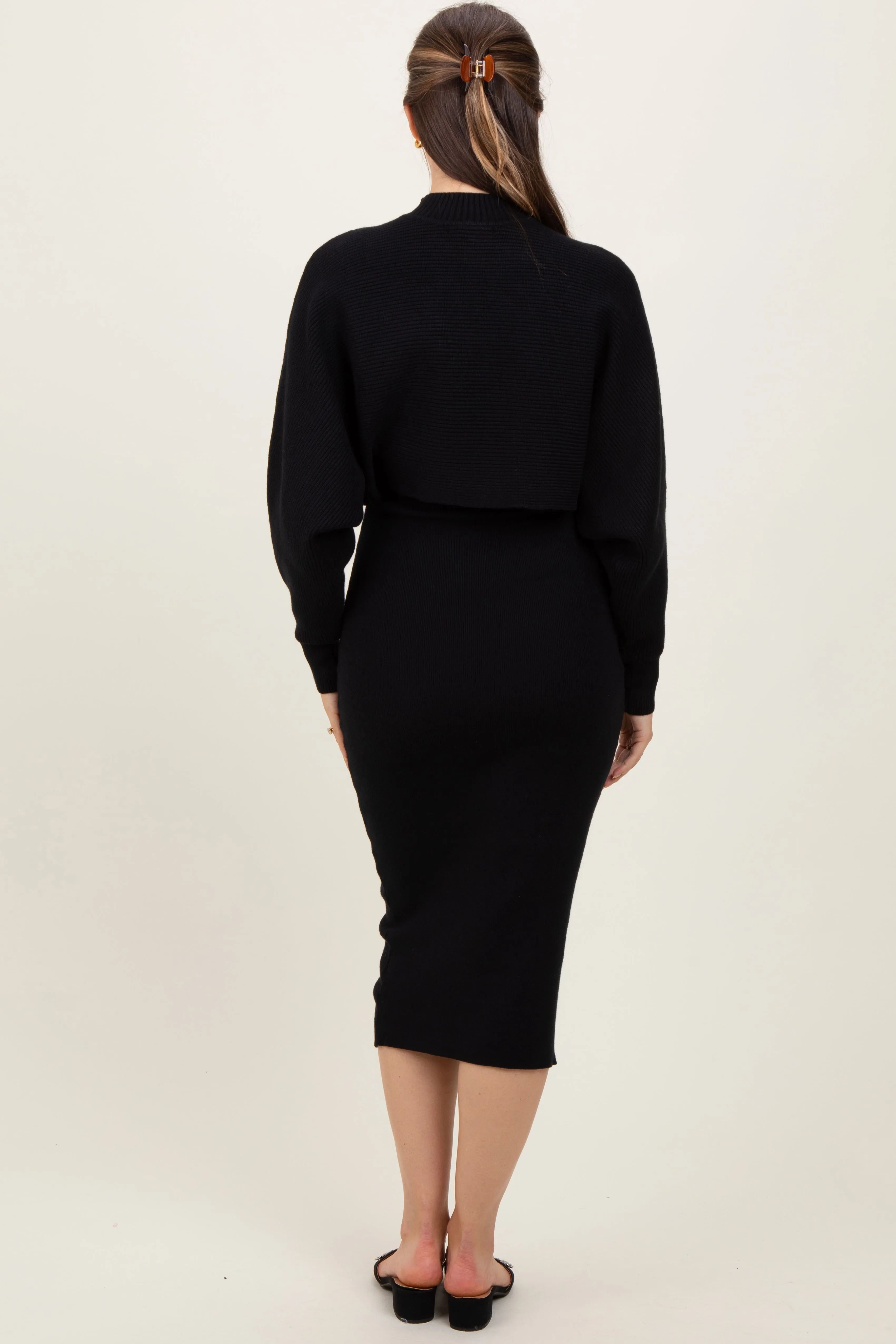 Black Bodycon Dress And Sweater Maternity Set sold by Pinkblush product image thumbnail 4