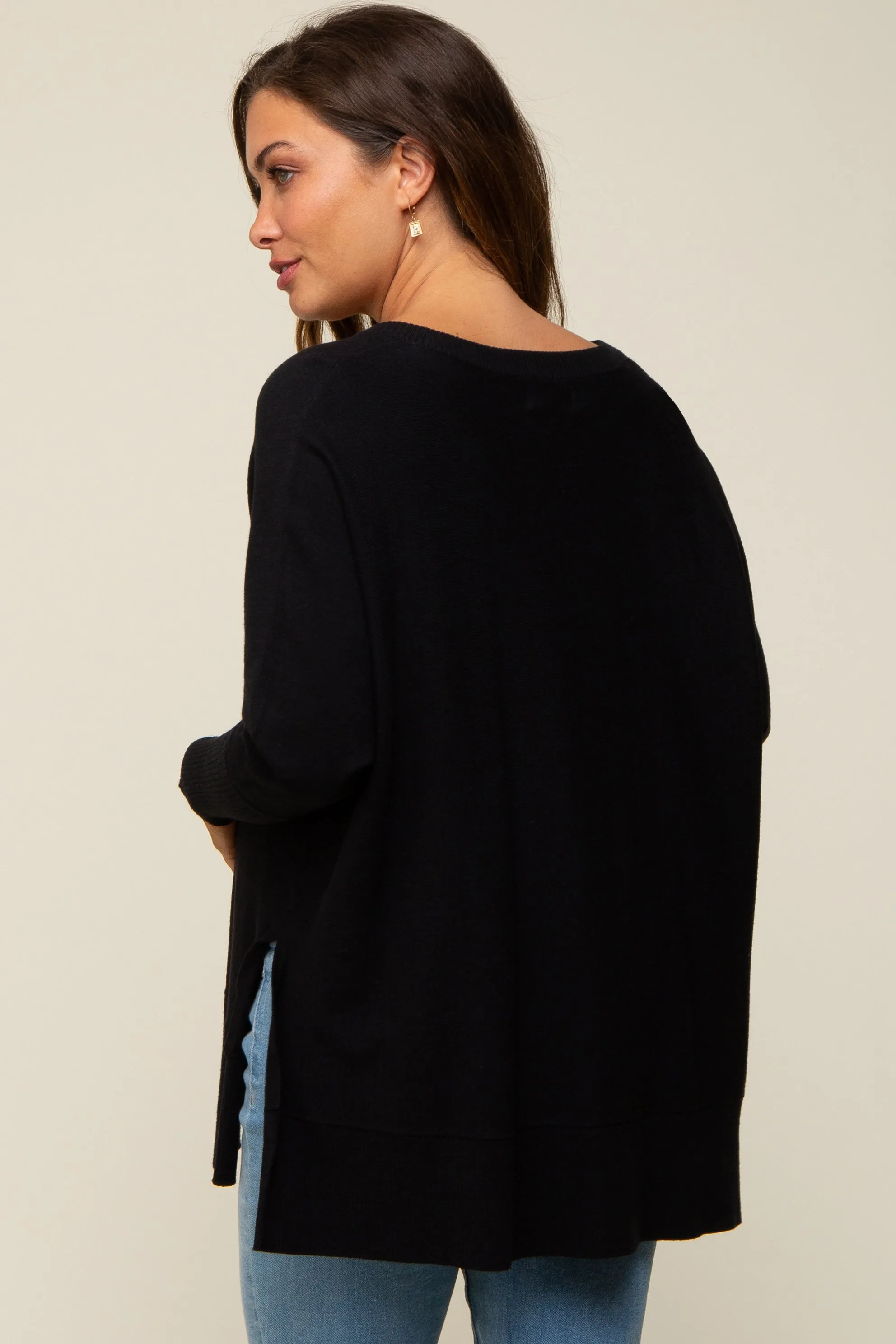 Black Knit Long Dolman Sleeve Maternity Top sold by Pinkblush product image thumbnail 4