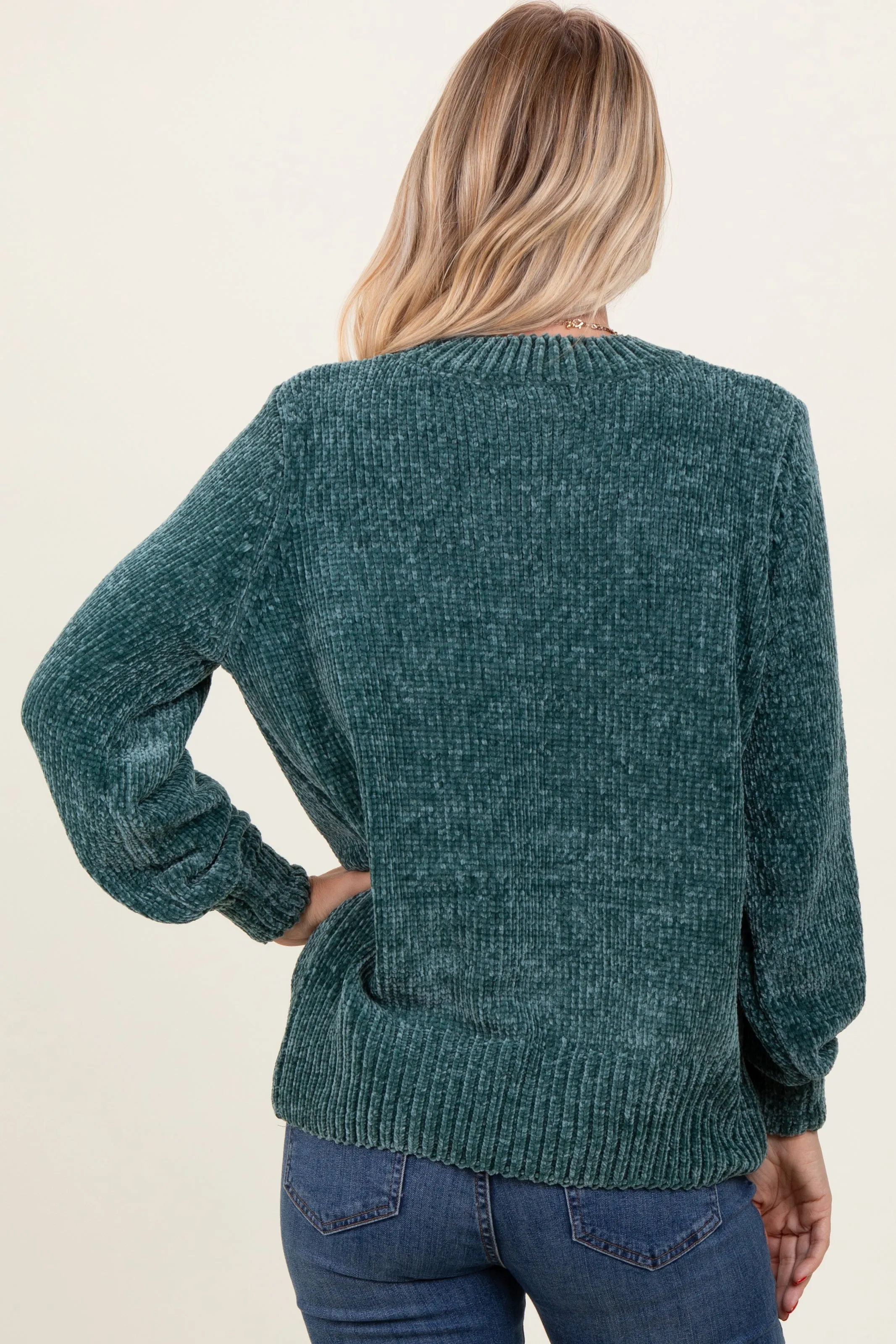 Forest Green Chenille Knit Sweater sold by Pinkblush product image thumbnail 3