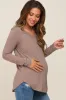 Mocha Long Sleeve Maternity Top sold by Pinkblush