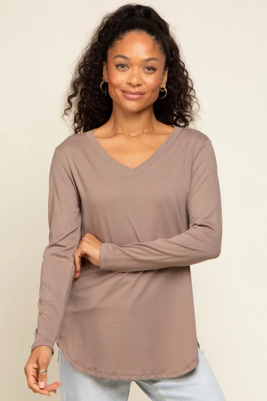Mocha Long Sleeve Top sold by Pinkblush