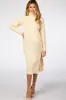 Cream Long Sleeve Turtleneck Maternity Sweater Dress sold by Pinkblush