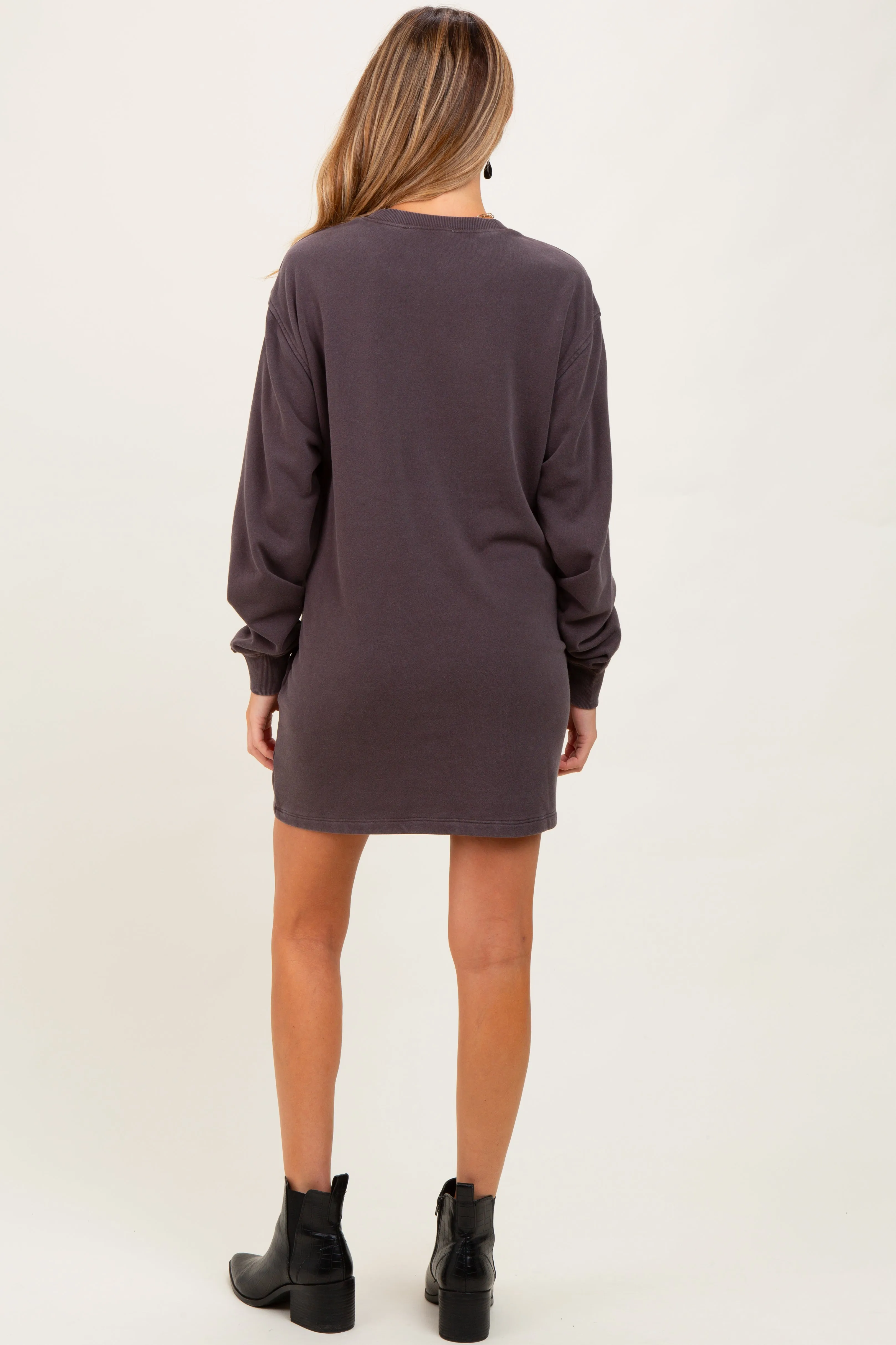 Charcoal Mineral Wash Oversized Maternity Sweatshirt Mini Dress sold by Pinkblush product image thumbnail 3