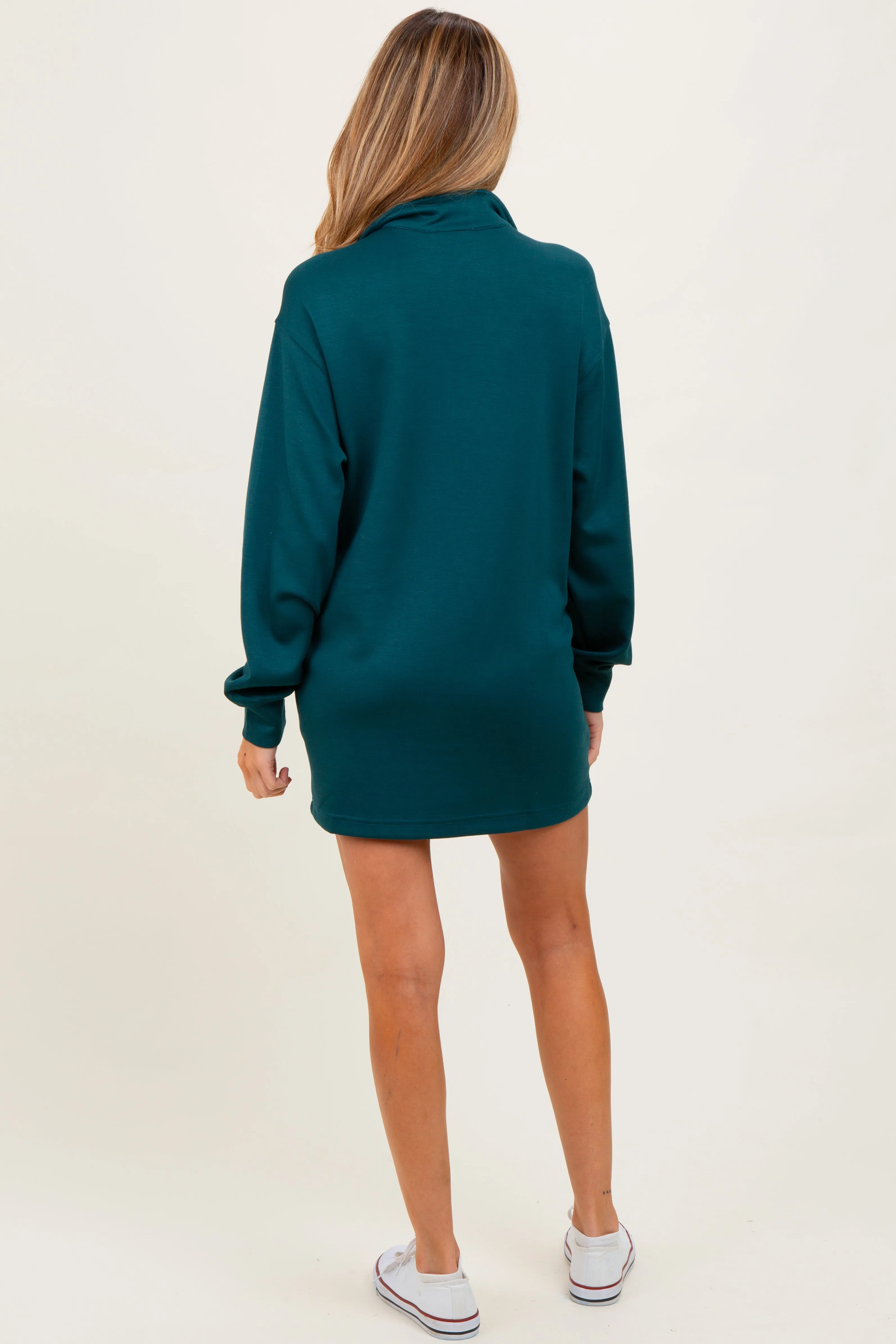 Forest Green Half Zip Long Sleeve Maternity Mini Dress sold by Pinkblush product image thumbnail 3
