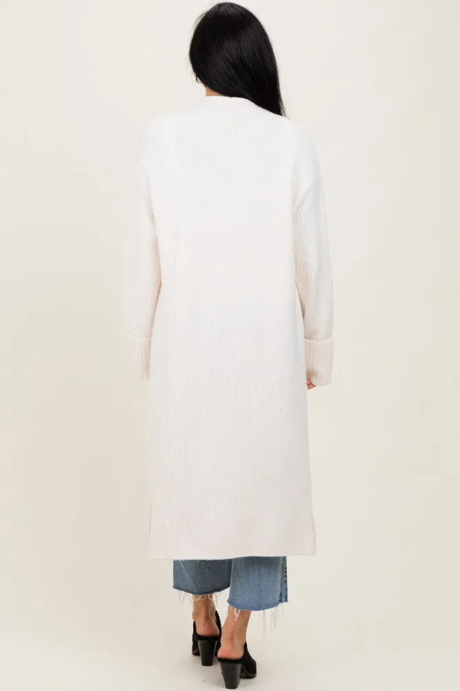 Ivory Ribbed Chunky Knit Long Oversized Cardigan sold by Pinkblush product image thumbnail 4