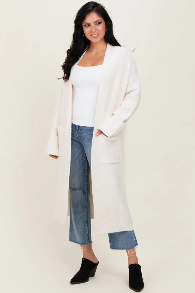 Ivory Ribbed Chunky Knit Long Oversized Cardigan sold by Pinkblush product image thumbnail 2
