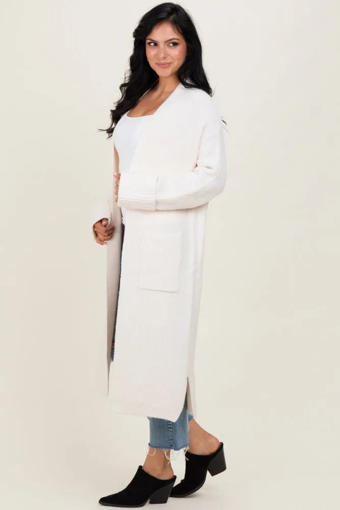 Ivory Ribbed Chunky Knit Long Oversized Cardigan sold by Pinkblush product image thumbnail 3