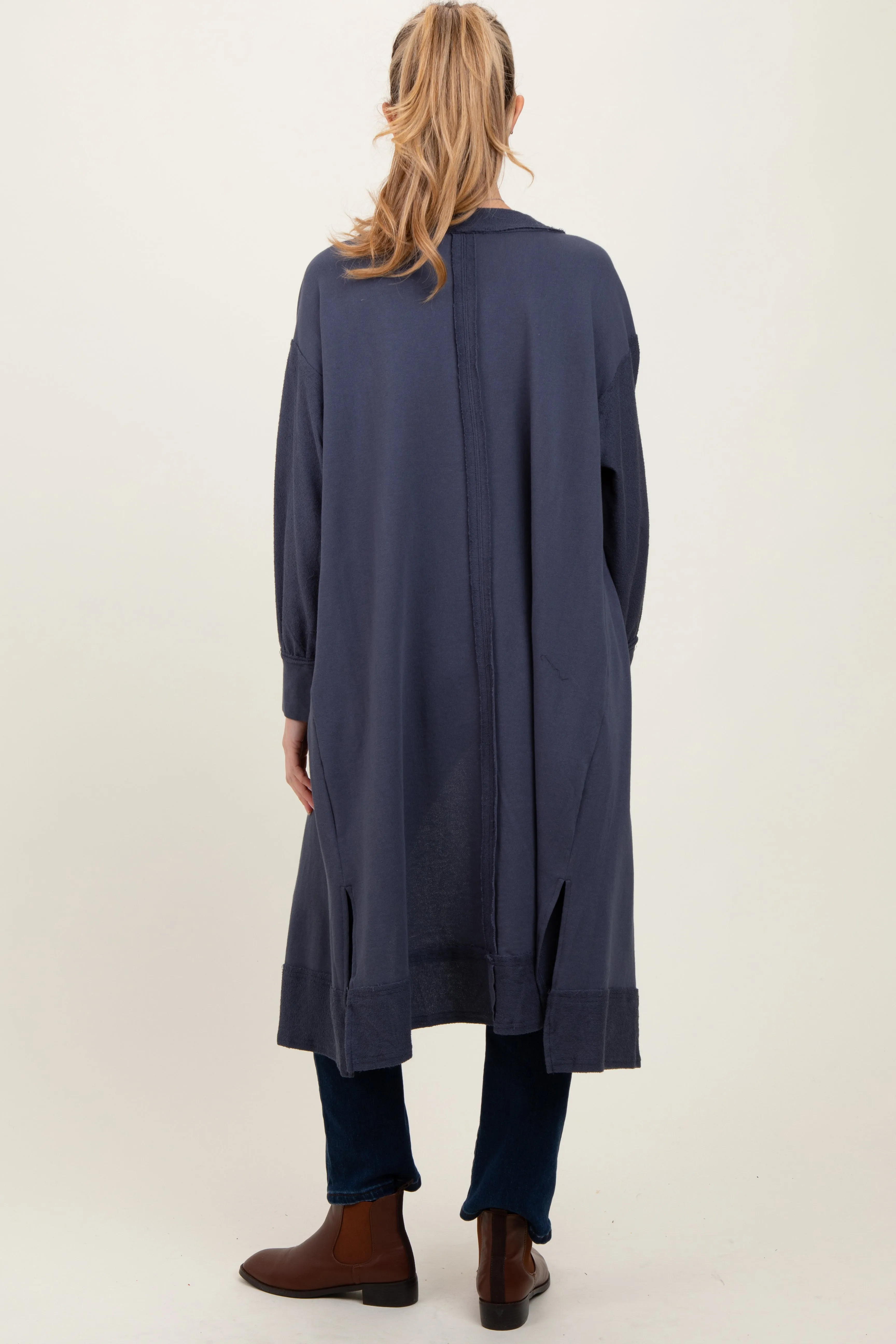 Navy Button Down Long Maternity Cardigan sold by Pinkblush product image thumbnail 3