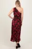 Red Floral Print Plisse One Shoulder Maxi Dress sold by Pinkblush