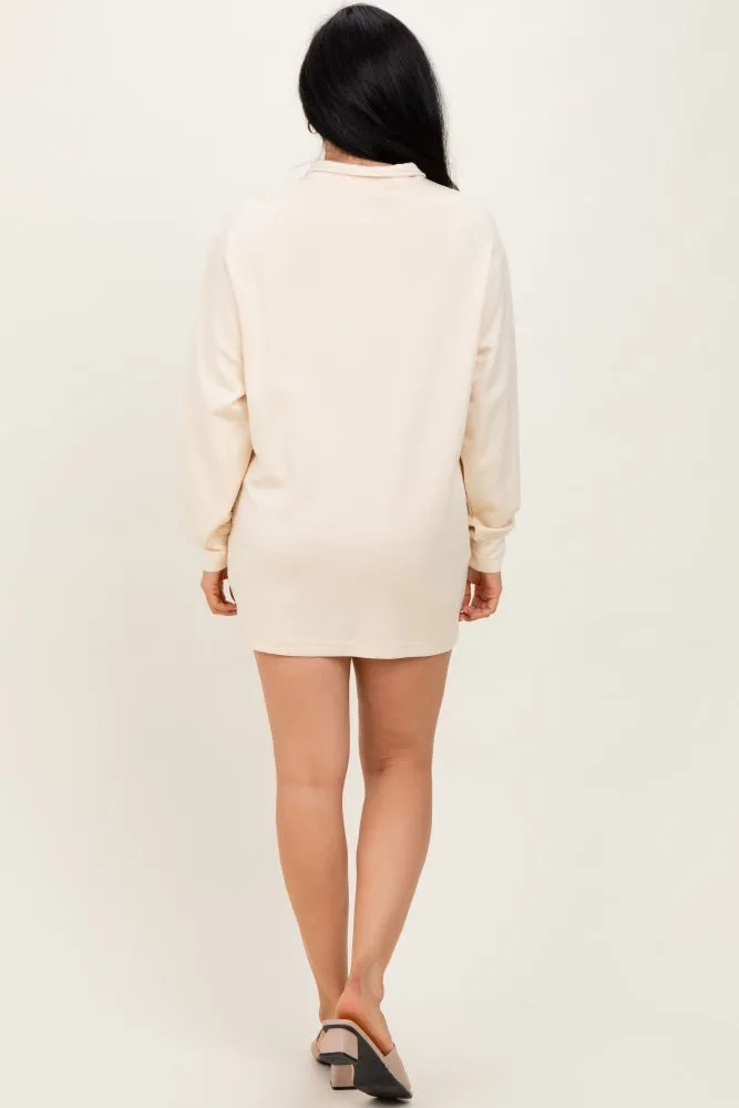 Cream Half Zip Long Sleeve Mini Dress sold by Pinkblush product image thumbnail 3