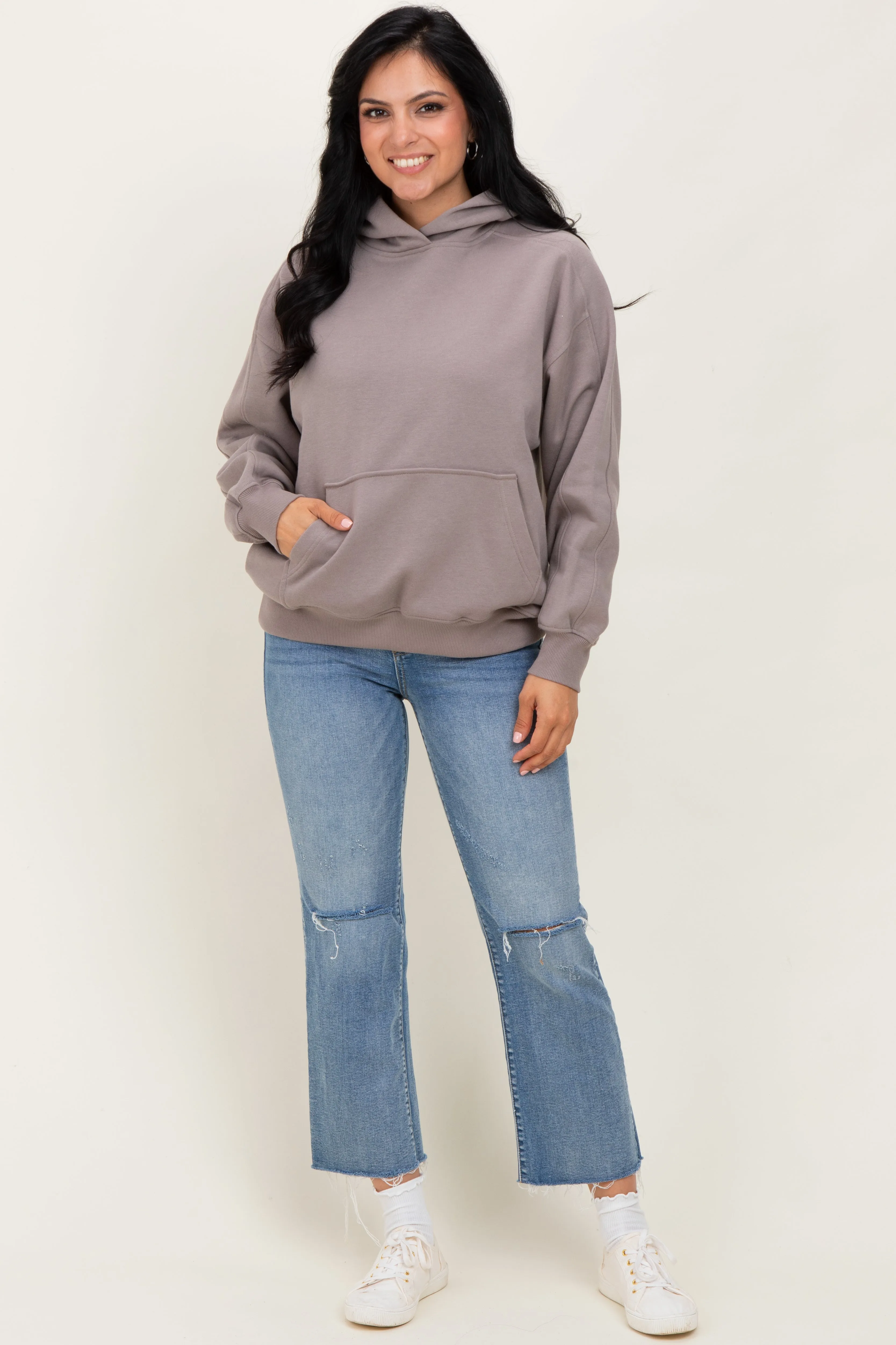 Taupe Fleece Oversized Hoodie sold by Pinkblush product image thumbnail 2