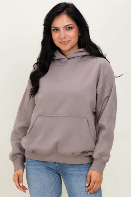 Taupe Fleece Oversized Hoodie sold by Pinkblush