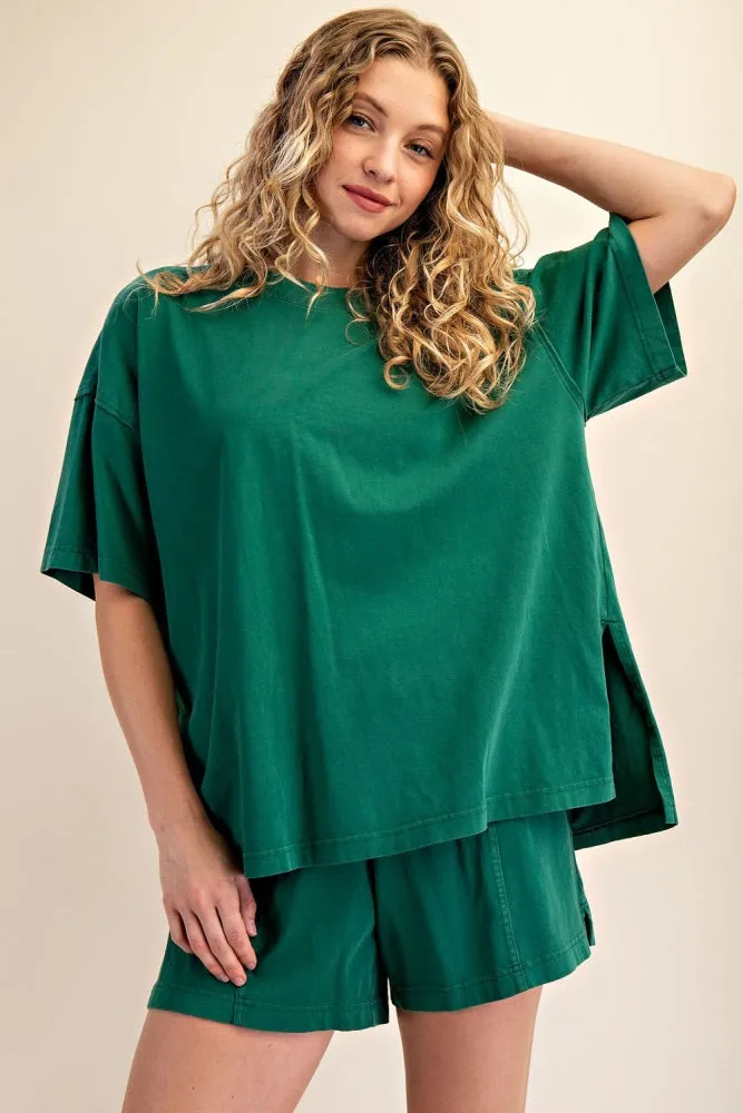 Green Washed Oversized Boxy Tee sold by Pinkblush